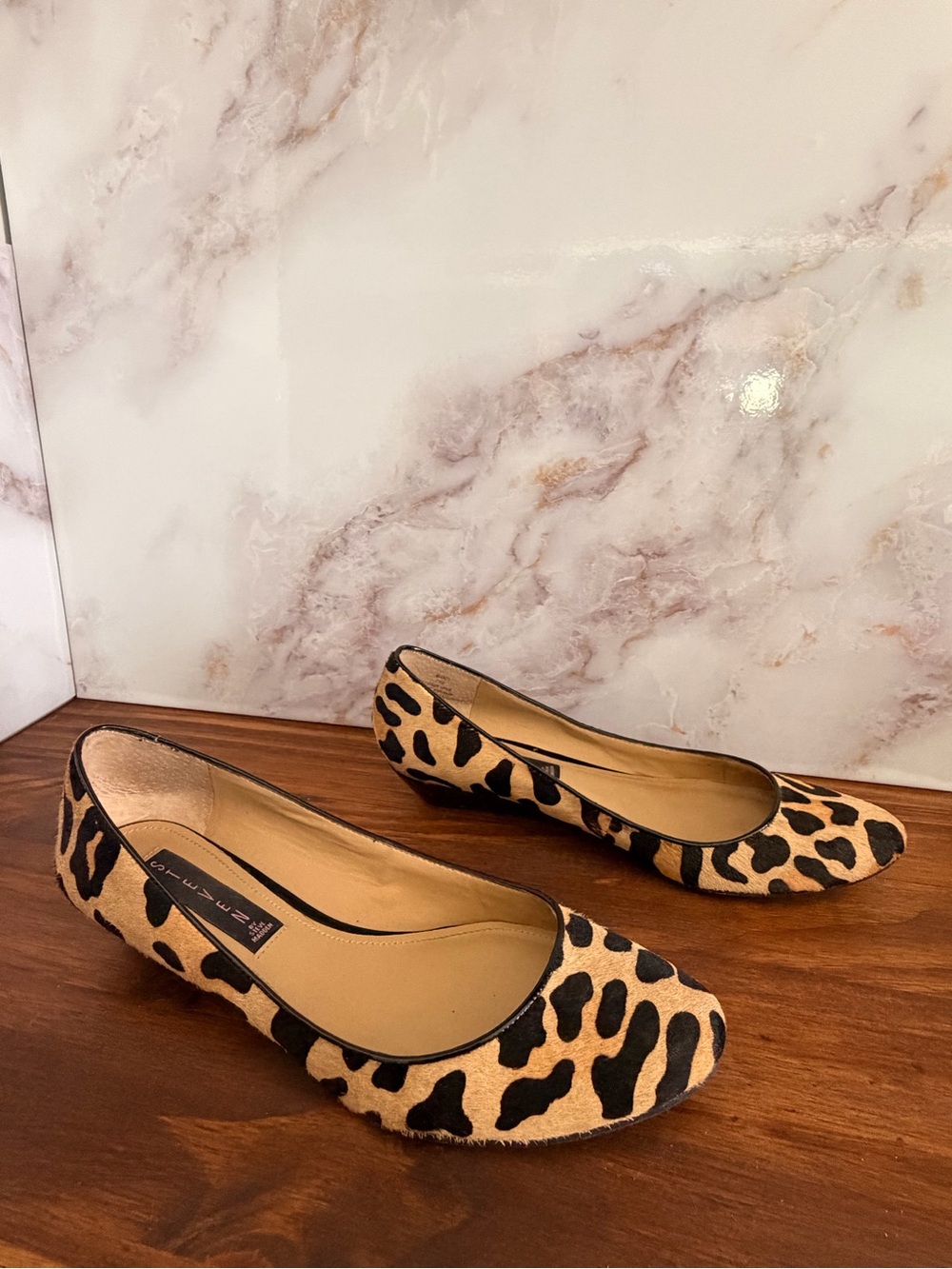 Leopard print Ballet wedge in Tan and Black - Picture 2 of 7